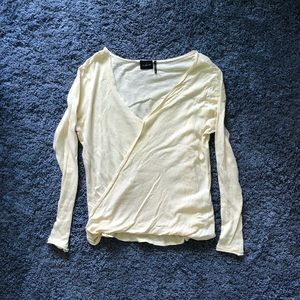 Yellow V-Neck Wrap Long-Sleeve